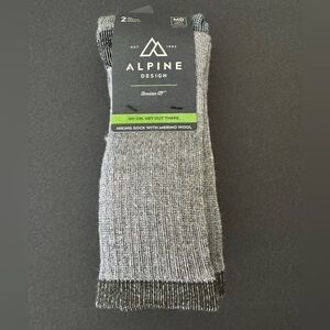 Alpine Design Merino Wool Hiking Socks 2-Pair Crew Cut Men’s Medium